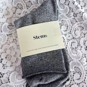 Stems Shimmering Silver Men's Dress Socks
